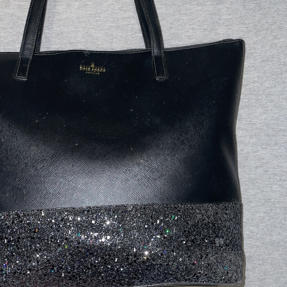 Kate Spade Black Greta Court Glitter Shoulder Tote Bag - Picture 2 of 10